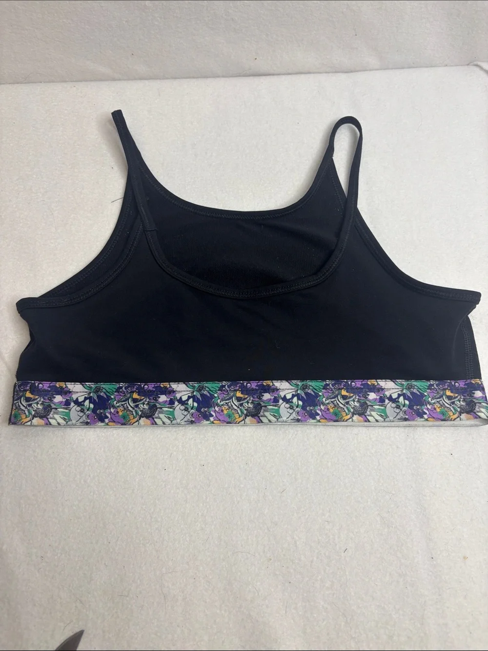 Nike Black Crop Sports Bra with Purple Floral Band